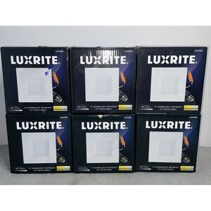 6 Pack Luxrite 4 in. White‎ Square LED Recessed Lighting Kit CCT Select